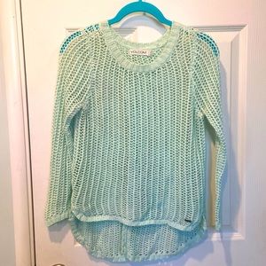 Volcom Crochet Mesh Sweater Cover Up Y2K Surf Boho Green S